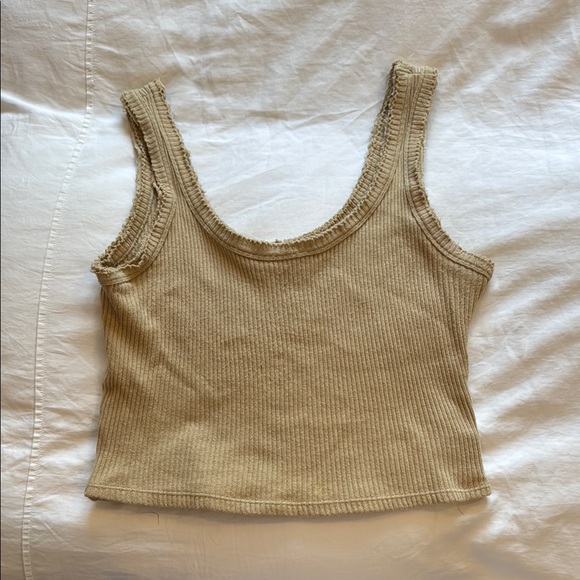 Urban Outfitters Tan Ribbed Crop Tank Top - Picture 1 of 3